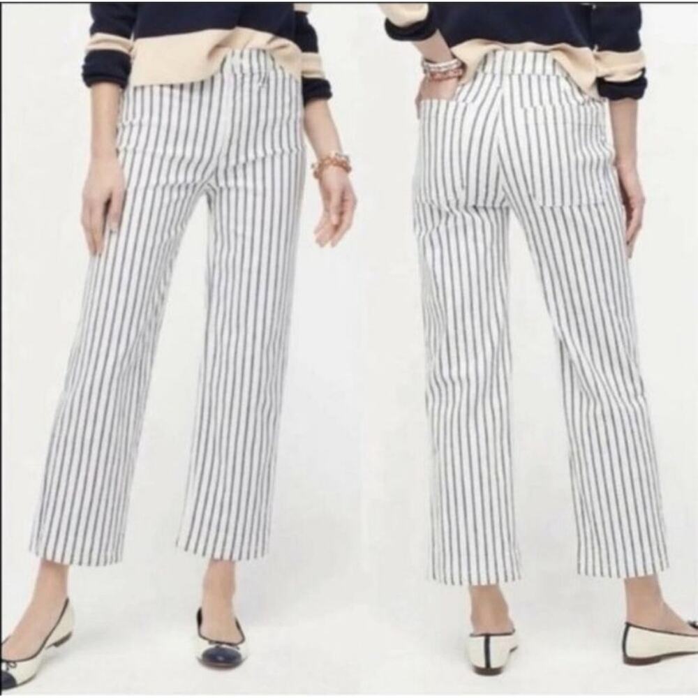 J.Crew Slim Wide-Leg Striped Cropped Pants Size 31